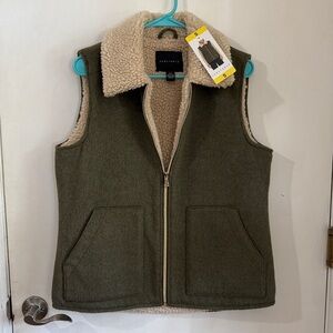 Sanctuary Olive Green Sherpa Lined Vest, Size: S